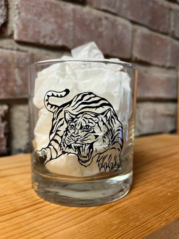 Tiger clear glass tumbler