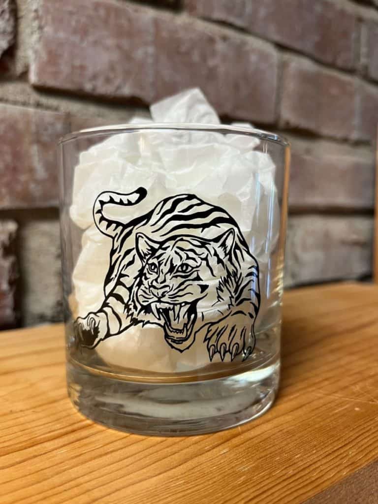 Tiger clear glass tumbler