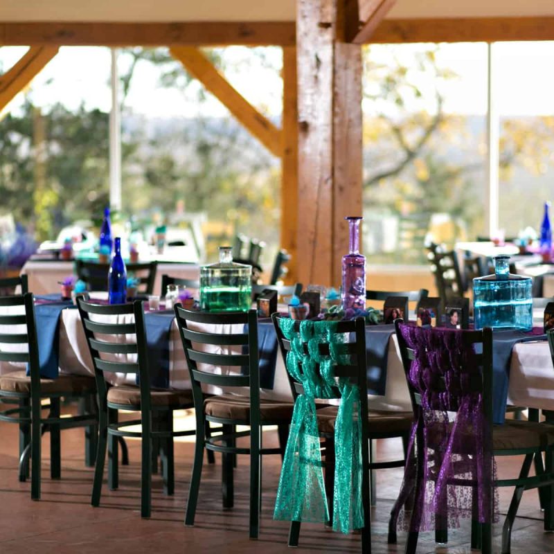 Chairs set up for a wedding on The Blufftop at Rocheport